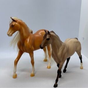 Lot/2 Breyer Horses Classic Buckskin Dun Mare & Reeves Palomino w/Brushable Mane